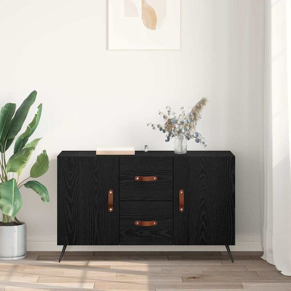 vidaXL Buffet Ch&ecirc;ne noir 100 x 36 x 60 cm Bois d'ing&eacute;nierie