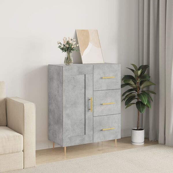 vidaXL Buffet gris b&eacute;ton 69,5x34x90 cm bois d'ing&eacute;nierie