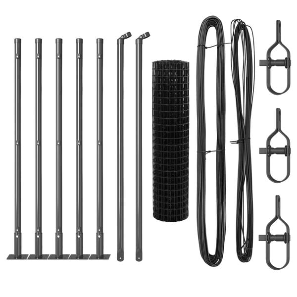 vidaXL Cl&ocirc;ture avec poteau Gris 0,4 x 10 m Acier et PVC