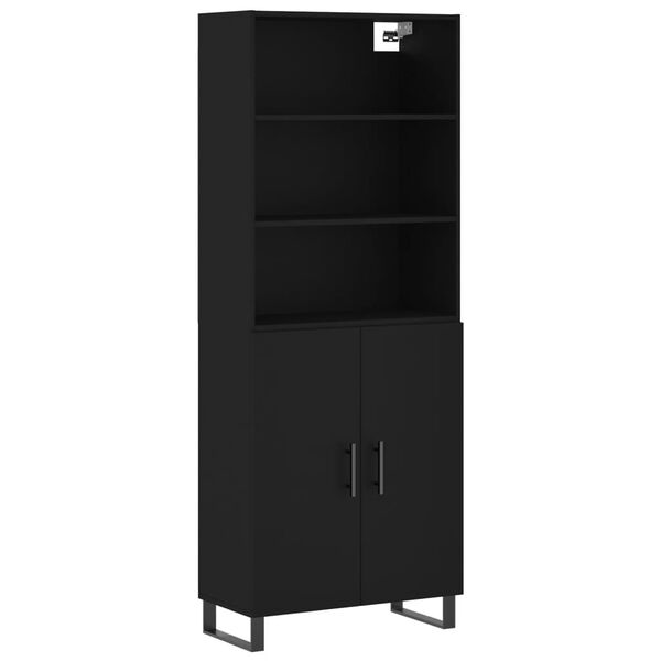 vidaXL Buffet haut Noir 69,5x34x180 cm Bois d'ing&eacute;nierie