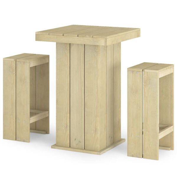 vidaXL Meubles de bar de jardin 3 pcs Bois de pin impr&eacute;gn&eacute;