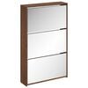 vidaXL Armoire &agrave; chaussures miroir 3niveaux Ch&ecirc;ne marron 63x17x102,5cm