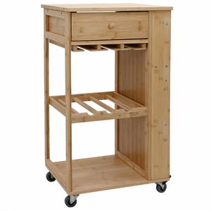 vidaXL Chariot de Cuisine avec Roues Naturel 47,5 x 36 x 83 cm Bambou