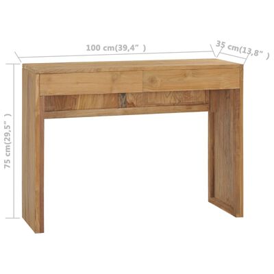 vidaXL Table console 100x35x75 cm Bois de teck massif
