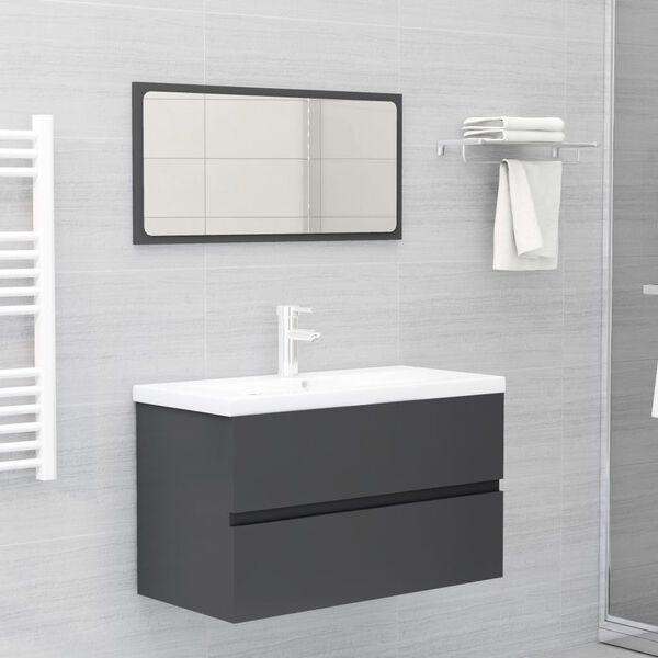 vidaXL Meubles de salle de bain gris bois d'ingénierie