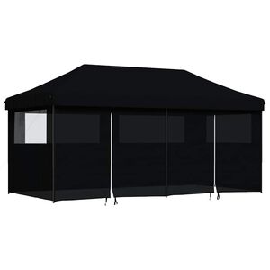 vidaXL Tente de r&eacute;ception pliable escamotable 4 parois lat&eacute;rales noir