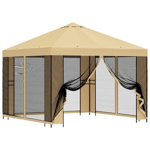 vidaXL Abri de jardin avec parois 3 x 3 m Cr&egrave;me Polyester et Acier