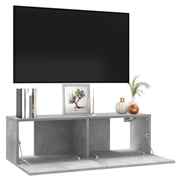vidaXL Meuble TV Gris béton 100x30x30 cm Bois d’ingénierie