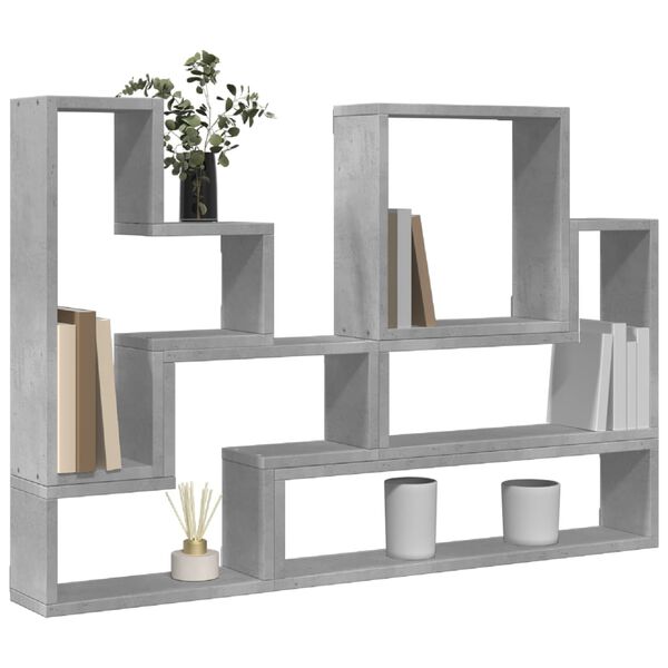 vidaXL &Eacute;tag&egrave;re murale gris b&eacute;ton 96x12x64 cm bois d'ing&eacute;nierie