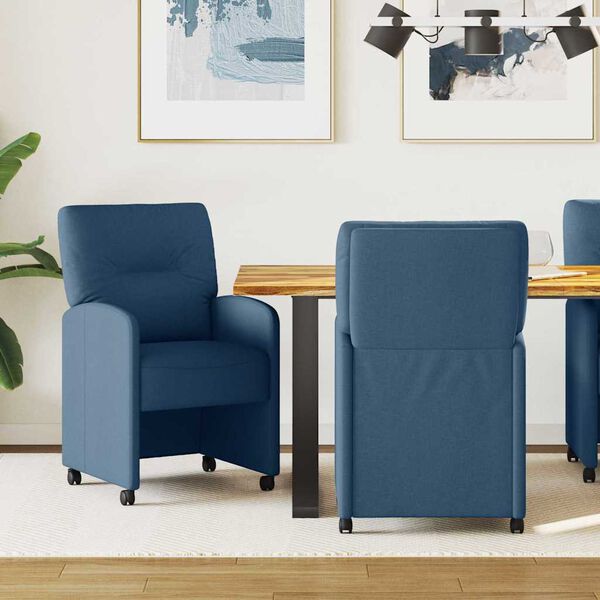 vidaXL Chaises de Salle à Manger avec Roues 2 pcs Bleu 57 x 67 x 95 cm