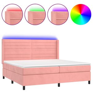 vidaXL Sommier &agrave; lattes de lit matelas et LED Rose 200x200 cm Velours