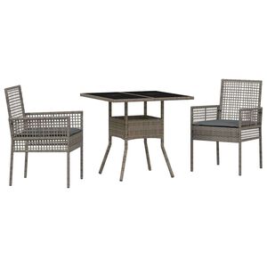 vidaXL Ensemble de salle &agrave; manger pour jardin 3 pc Gris polyrotin