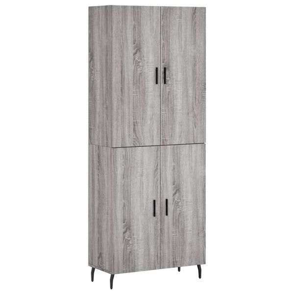 vidaXL Buffet haut Sonoma gris 69,5x34x180 cm Bois d'ing&eacute;nierie