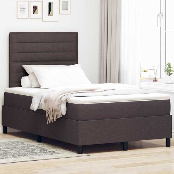 vidaXL Lit &agrave; ressorts avec matelas Marron fonc&eacute; 120 x 200 cm tissu