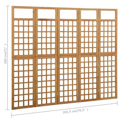 vidaXL Cloison de séparation à 5 panneaux Bois de pin 201,5x180 cm