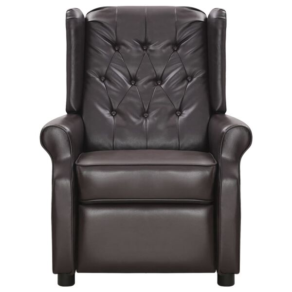 vidaXL Fauteuil de massage Marron Similicuir brillant