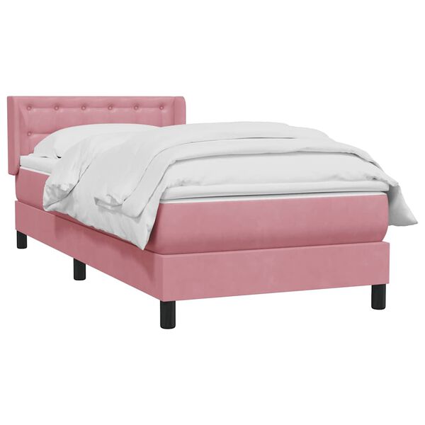 vidaXL Sommier &agrave; lattes de lit avec matelas rose 100x220 cm velours