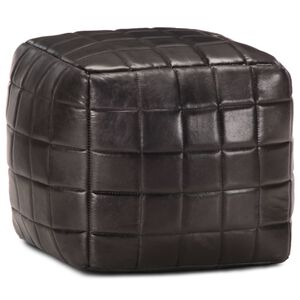 vidaXL Pouf 40 x 40 x 40 cm Noir Cuir v&eacute;ritable de ch&egrave;vre