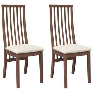 vidaXL Chaises à manger coussins 2 pcs marron bois massif caoutchouc