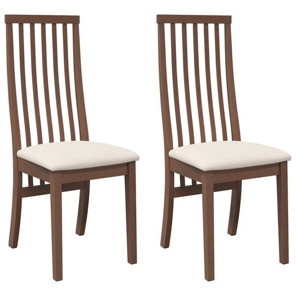 vidaXL Chaises à manger coussins 2 pcs marron bois massif caoutchouc