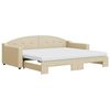 vidaXL Lit de jour avec gigogne et matelas cr&egrave;me 90x200 cm tissu