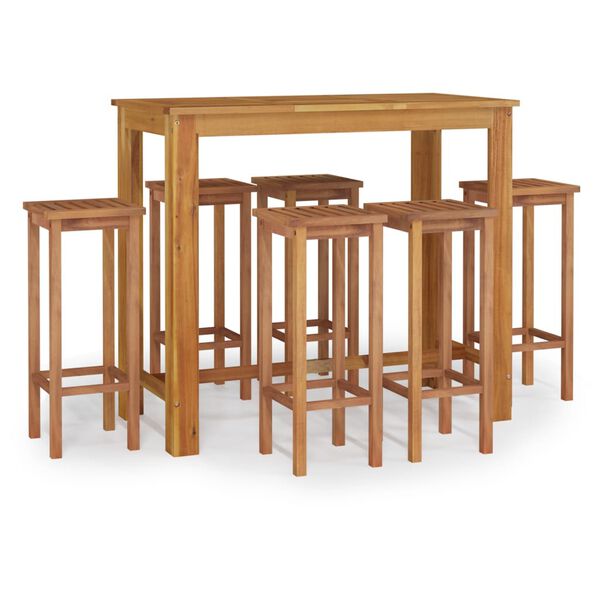 vidaXL Ensemble de bar de jardin 7 pcs bois d'acacia solide