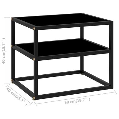 322852 vidaXL Console Table Black 50x40x40 cm Tempered Glass