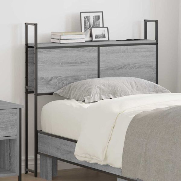 vidaXL Headboard de Rangement avec Station de Charge Sonoma gris