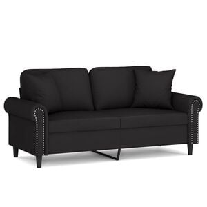 vidaXL Canap&eacute; 2 places avec oreillers d&eacute;coratifs noir 140 cm velours