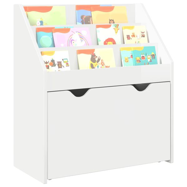 vidaXL Biblioth&egrave;que pour enfants Blanc brillant 60 x 29,5 x 69 cm