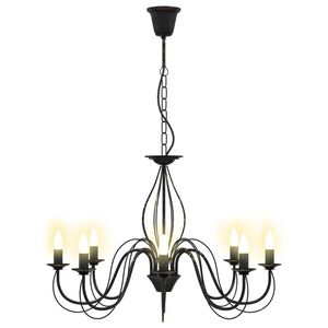 vidaXL Lustre r&eacute;glable E14 m&eacute;tal Noir antique &Oslash; 78 x 101 cm