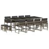 vidaXL Ensemble &agrave; manger de jardin coussins 13 pcs gris r&eacute;sine tress&eacute;e