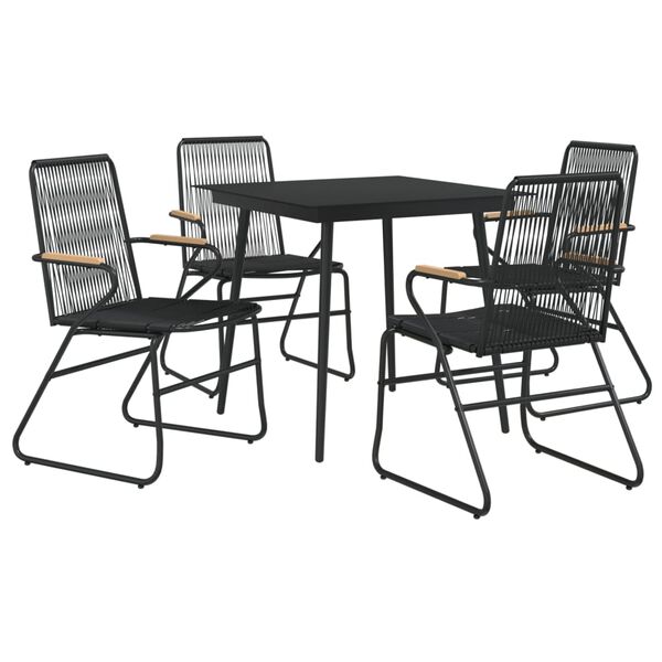 vidaXL Ensemble à manger de jardin 5 pcs Noir Rotin PVC