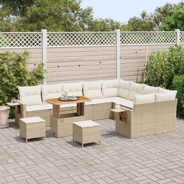 vidaXL Ensemble de canapé de jardin 12 pcs Beige polyrotin