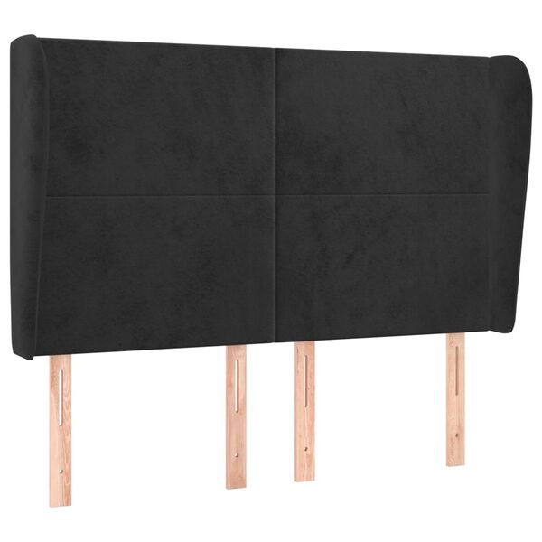 vidaXL T&ecirc;te de lit avec oreilles Noir 147x23x118/128 cm Velours