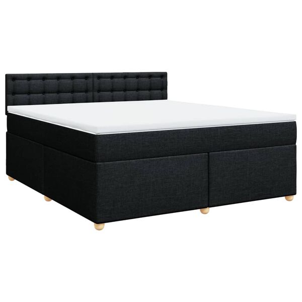 vidaXL Sommier &agrave; lattes de lit avec matelas Noir 180x200 cm Tissu