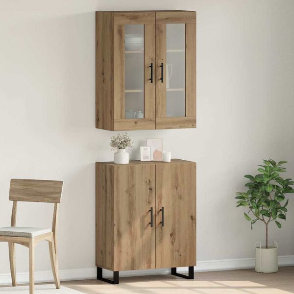 vidaXL Haut Armoire 2 pcs ch&ecirc;ne artisanal Bois d'ing&eacute;nierie