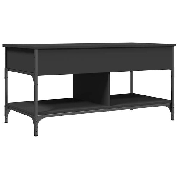 vidaXL Table basse noir 100x50x50 cm bois d'ing&eacute;nierie et m&eacute;tal