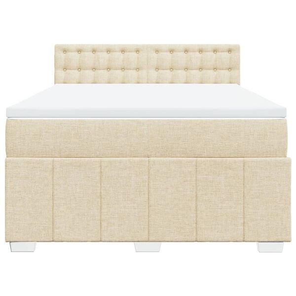 vidaXL Sommier &agrave; lattes de lit avec matelas Cr&egrave;me 140x200 cm Tissu