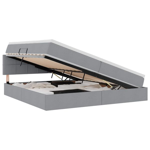 vidaXL Lit avec rangement et LED Gris clair 200 x 200 cm tissu