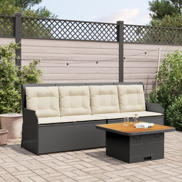 vidaXL Salon de jardin 3 pcs avec coussins Noir R&eacute;sine tress&eacute;e
