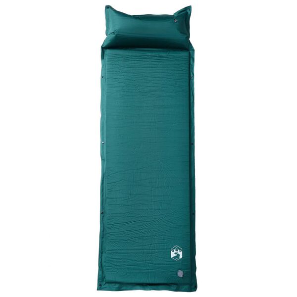 vidaXL Matelas de camping autogonflant avec oreiller 1 personne vert
