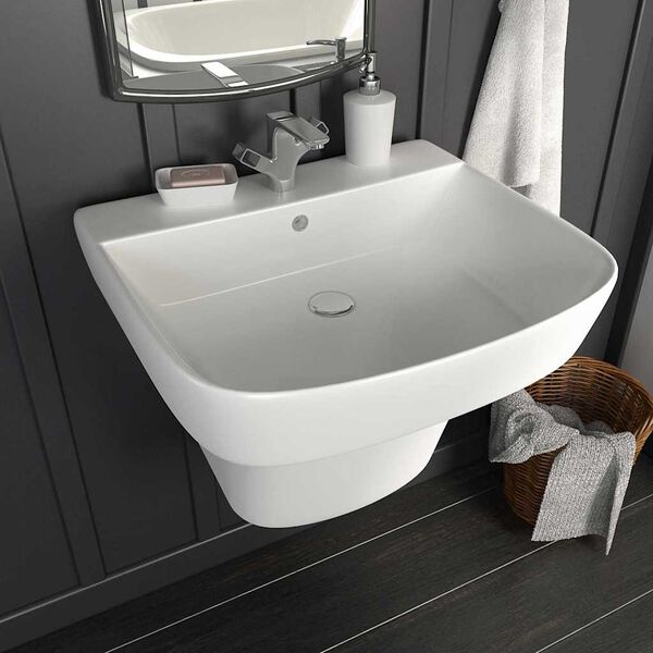 vidaXL Lavabo Blanc 50 x 45 x 41 cm C&eacute;ramique &Eacute;maill&eacute;e