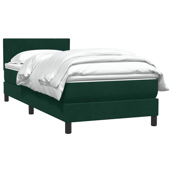 vidaXL Sommier &agrave; lattes de lit et matelas vert fonc&eacute; 80x220 cm velours
