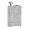 vidaXL Buffet haut gris béton 69,5x31x115 cm bois d'ingénierie