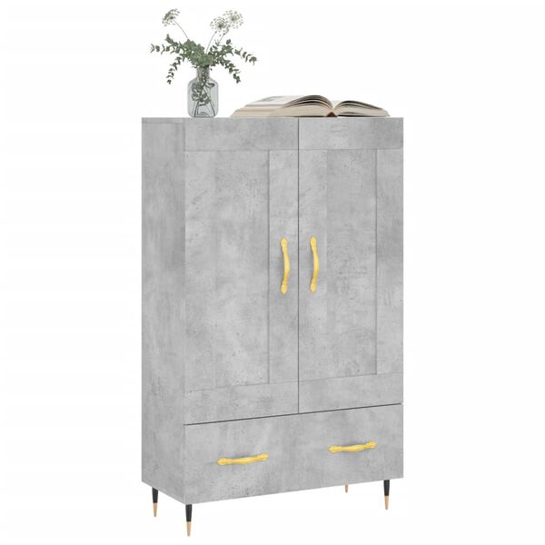 vidaXL Buffet haut gris béton 69,5x31x115 cm bois d'ingénierie