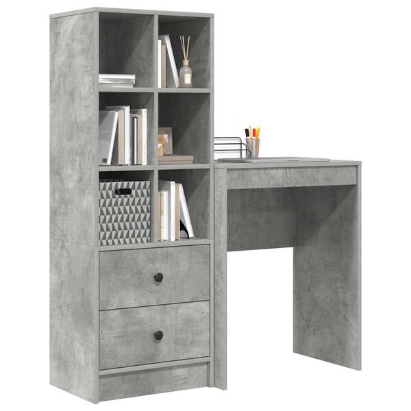 vidaXL Bureau avec tiroir 2 pcs Gris b&eacute;ton