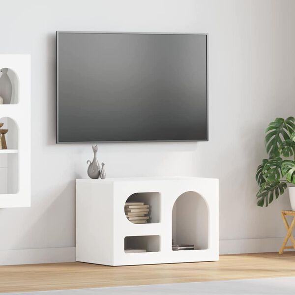 vidaXL Meuble TV Blanc 60 x 35 x 40 cm Bois d'ing&eacute;nierie
