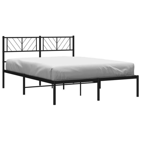 vidaXL Cadre de lit m&eacute;tal sans matelas avec t&ecirc;te de lit noir 120x190cm