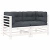 vidaXL Canap&eacute;s d'angle avec coussins 2 pcs blanc bois de pin massif